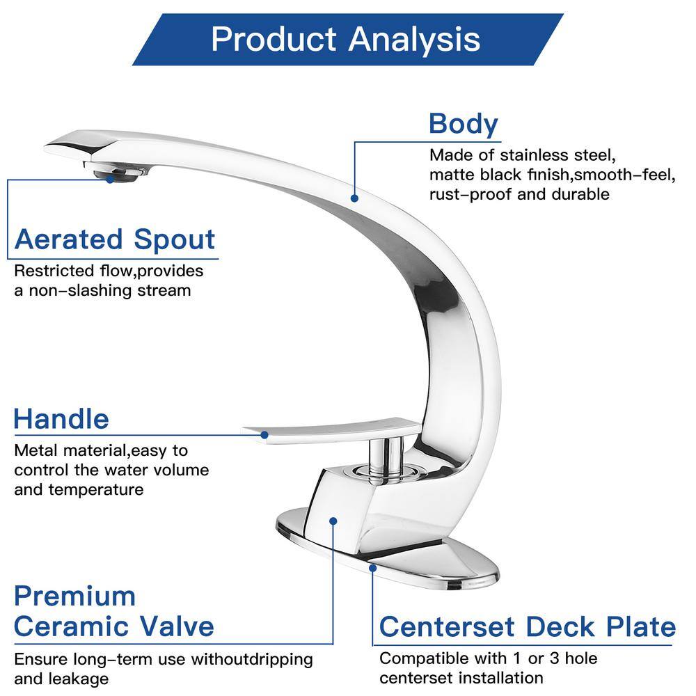 Polished Chrome Single Handle Modern Bathroom Faucet