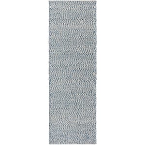 Natural Fiber Blue/Ivory 3 ft. x 10 ft. Solid Runner Rug