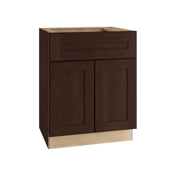 Newport 27 in. W x 21 in. D x 34.5 in. H Assembled Plywood Base Bath Cabinet in Manganite with Soft Close
