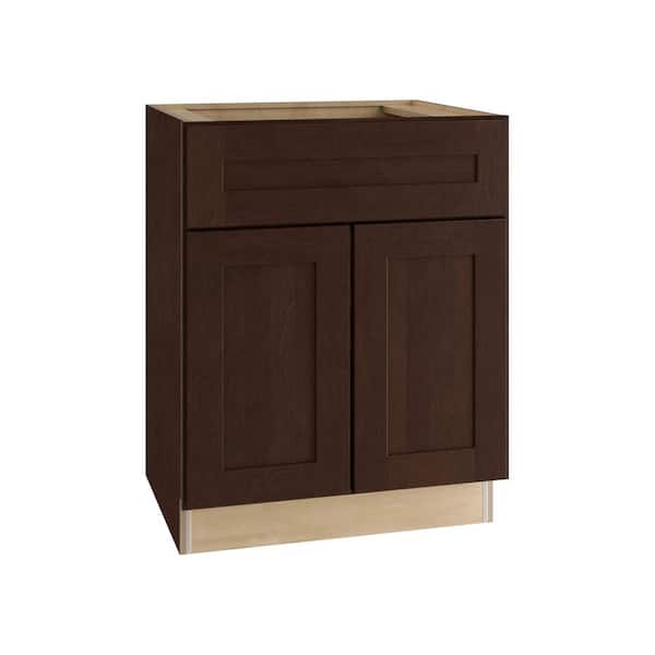 Home Decorators Collection Franklin Stained Manganite Plywood Shaker Assembled Vanity Sink Base Kitchen Cabinet Sf Cl 27 in W x 21 in D x 34.5 in H