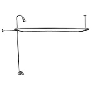 2-Handle Claw Foot Tub Faucet with Riser 48 in. Rectangular Shower Ring and Showerhead in Polished Chrome