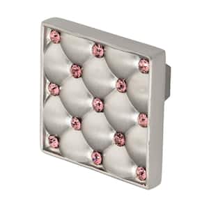 Coco 1-5/32 in. Satin Nickel with Pink Crystal Cabinet Knob