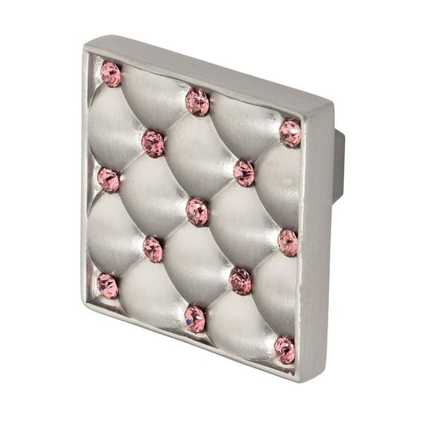 Wisdom Stone Coco 1-5/32 in. Satin Nickel with Pink Crystal Cabinet Knob