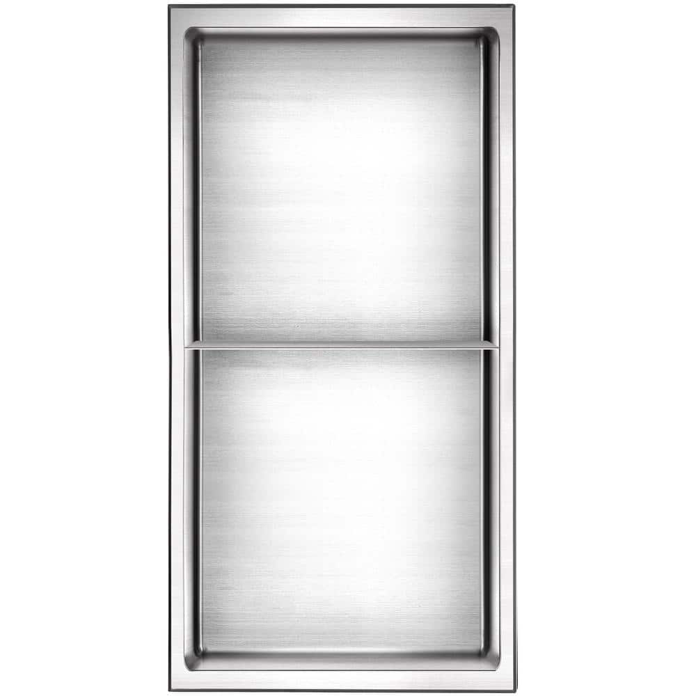 Brushed Stainless Steel Double Shelf Shower Niche 12" x 24"
