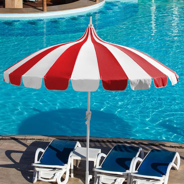 GARSING 8 ft. Pagoda Outdoor Market Umbrella in Red Funsite GARSING 8 ft. Pagoda Outdoor Market Umbrella in Red Funsite