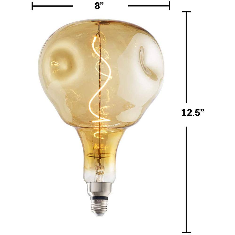 Oversized Amber Glass LED Edison Bulb, 60 Watt Equivalent