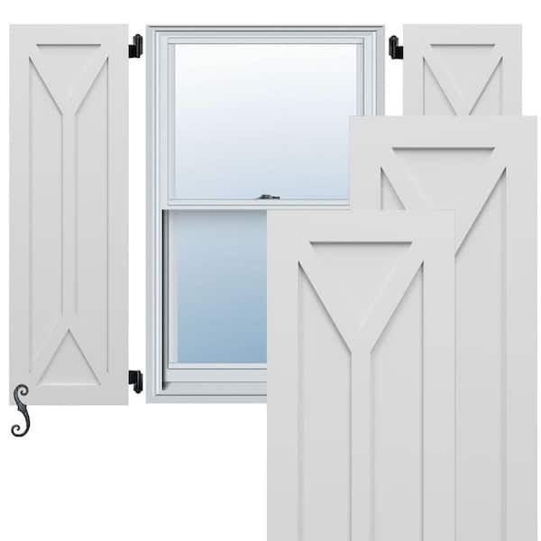Ekena Millwork EnduraCore San Carlos Mission Style 12 in. W x 57 in. H Raised Panel Composite Shutters Pair in White
