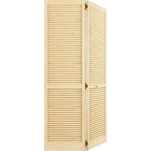 36 in. x 80 in. Kimberly Bay Traditional Louver Louver Unfinished Solid Core Wood Bi-fold Door