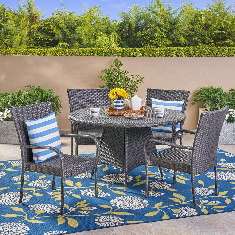  Georgia Grey 5-Piece Faux Rattan Outdoor Dining Set