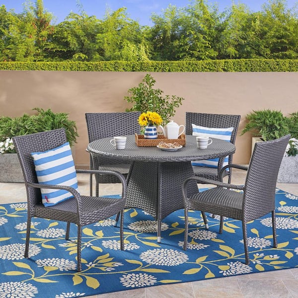  Georgia Grey 5-Piece Faux Rattan Outdoor Dining Set
