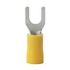 12 - 10 AWG #8 - 10 Stud Size Spade Terminals, Yellow (15-Pack)