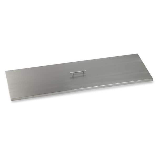 American Fire Glass 48 in. x 14 in. Rectangular Stainless Steel Cover for Drop-In Fire Pit Pan