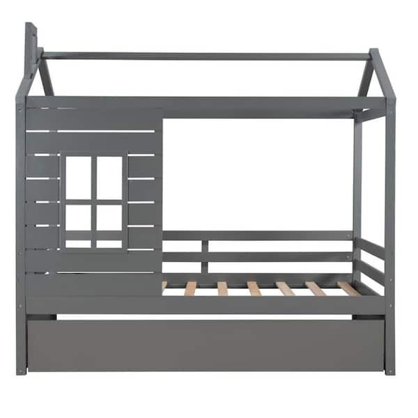 HomeRoots Gray Composite Frame Twin Panel Bed