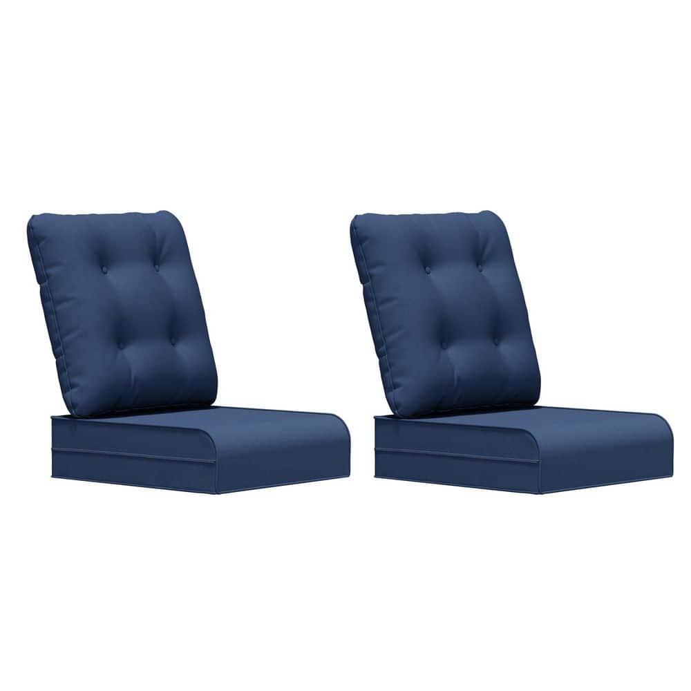 22 in. x 24 in. 4-Piece Extra Thick 6 in. Tufted Outdoor Lounge Chair Replacement Cushion with Zipper in Blue price history on PriceWatchPro