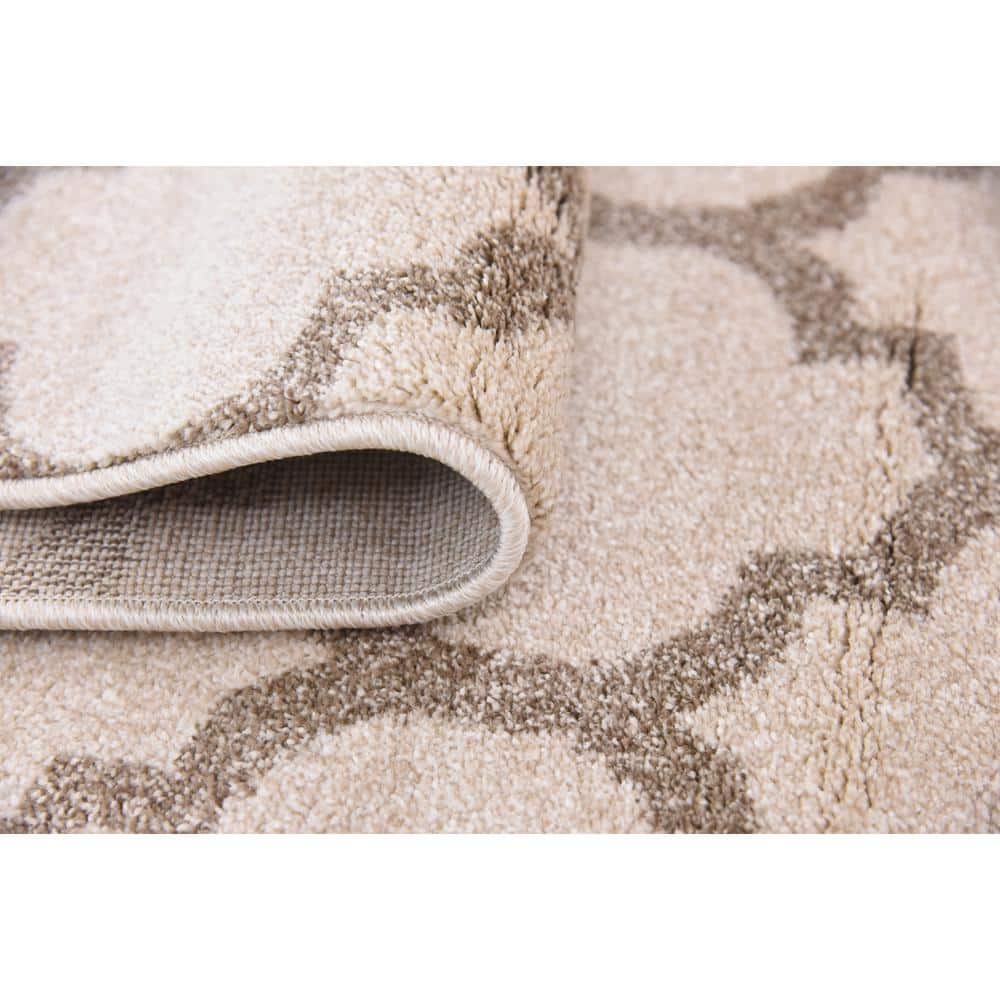 Beige and Light Brown 4' x 6' Trellis Synthetic Area Rug