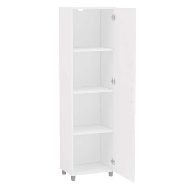 Beverly White Storage Cabinet With 4, Wood Storage Cabinets With Doors And Shelves Home Depot