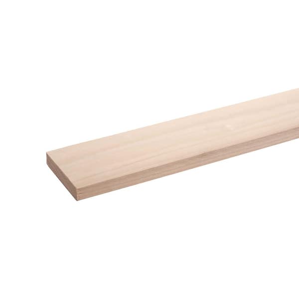 Waddell Project Board - 72 in. x 3 in. x 1 in. - Unfinished S4S Poplar Hardwood w/No Finger Joints - Ideal for DIY Shelving