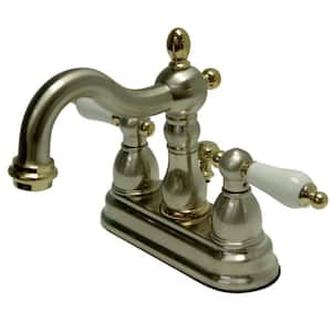 Heritage 4 in. Centerset 2-Handle Bathroom Faucet in Brushed Nickel and Polished Brass