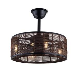 OUKANING 20 in. Metal Lampshade Crystal Decor Caged Ceiling Fan with ...