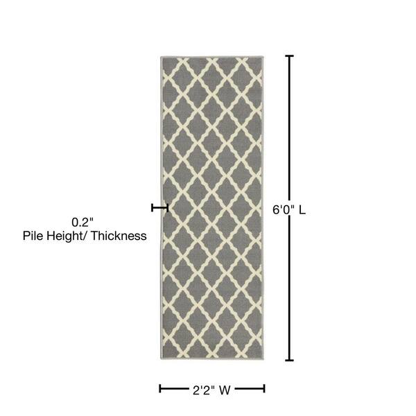 House Home & More Skid-Resistant Carpet Runner Moroccan Trellis Lattice – Coffee Brown & Vanilla Cream 26 in. x 6 ft.