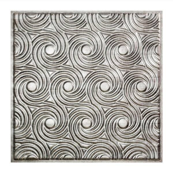 Fasade Cyclone 2 ft. x 2 ft. Vinyl Lay-In Ceiling Tile in Crosshatch Silver