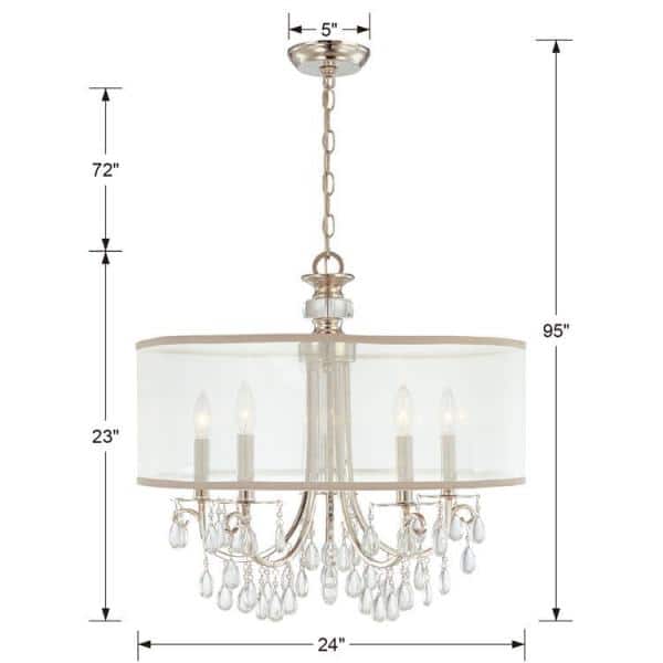 Polished Chrome Silk Shade 5-Light Crystal Chandelier