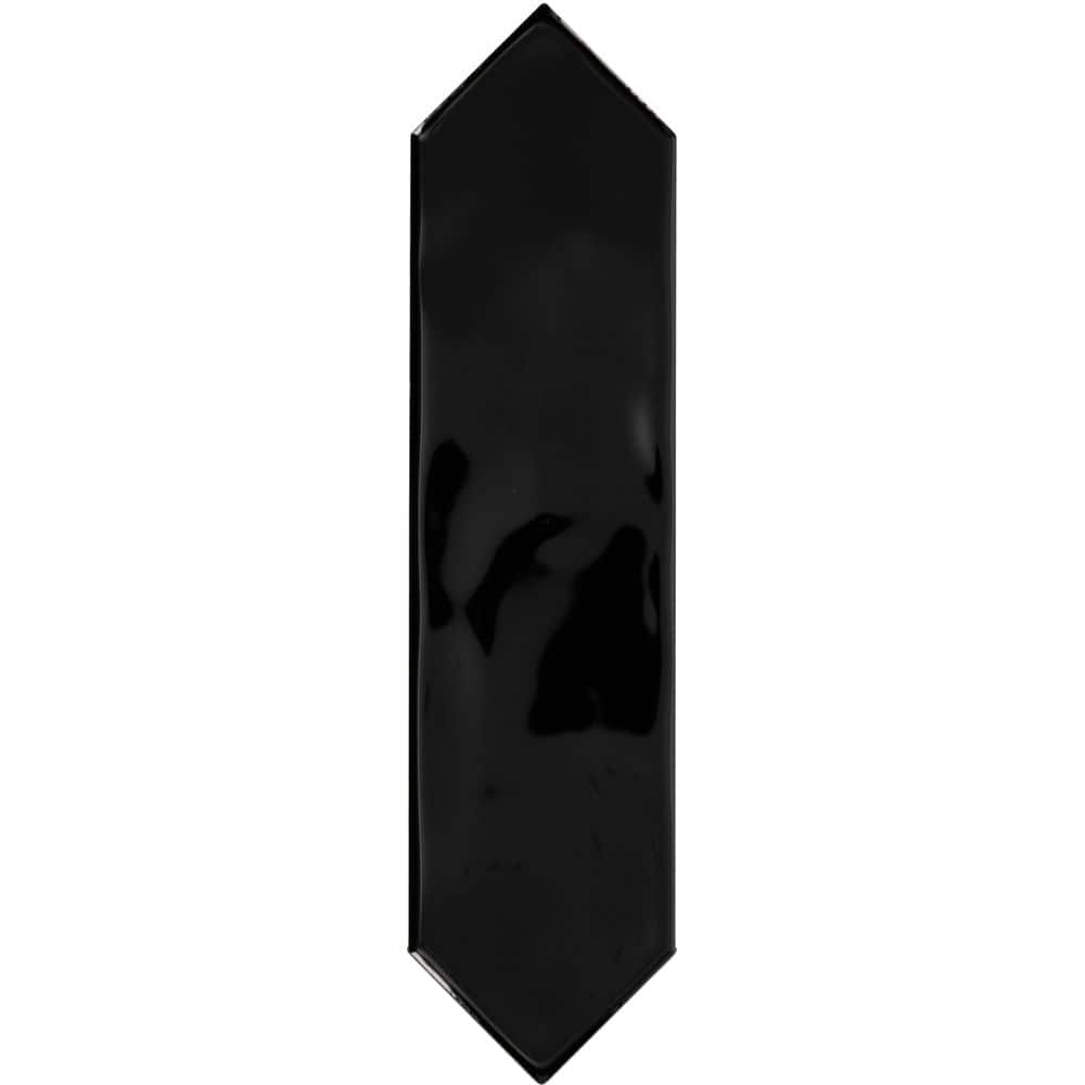 LuxeCraft Black Glossy 6 in. x 3 in. Glazed Ceramic Picket Wall Sample Tile price history on PriceWatchPro