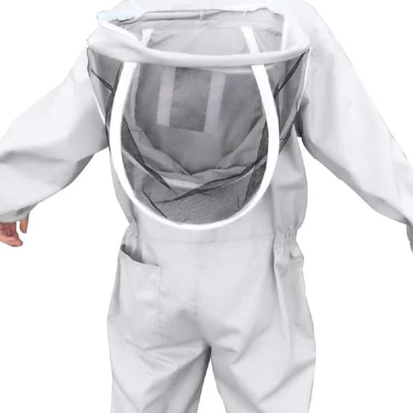 Unbranded 72 in. x 23.6 in. Anti-bee Suit Beekeeping Clothing with Beekeeping Hat Veil Zippered Beekeeper Clothing-Off-White