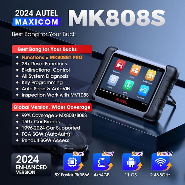 WRIGHTMASTER - 7 in. OBD2 Scanner Vehicle Diagnostic Car Code Reader with All Systems and 28 Plus Functions