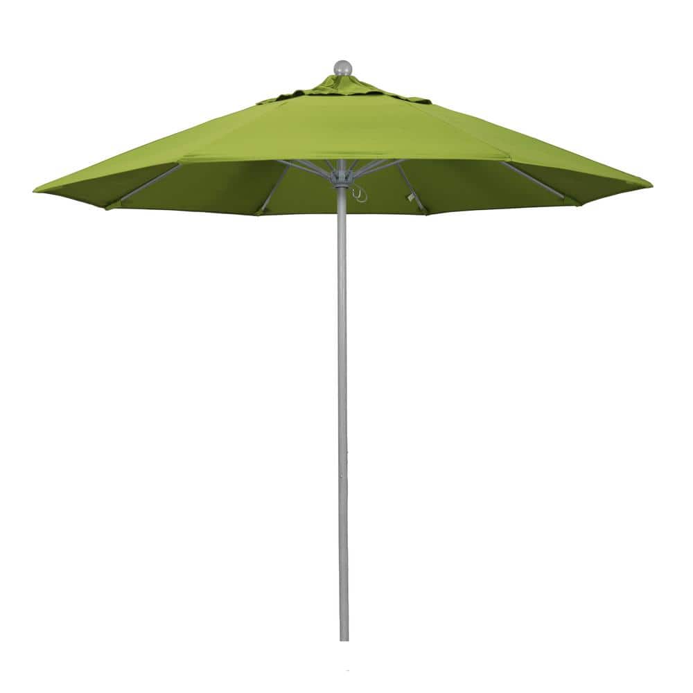 9 ft. Gray Woodgrain Aluminum Commercial Market Patio Umbrella Fiberglass Ribs and Push Lift in Macaw Sunbrella price history on PriceWatchPro