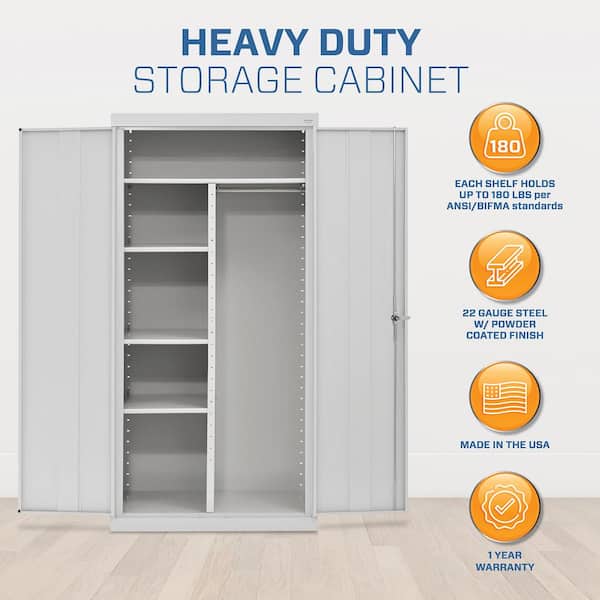 Classic Series Combination Storage Cabinet with Adjustable Shelves in Dove Gray (36 in. W x 72 in. H x 24 in. D)