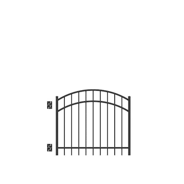 Barrette Outdoor Living Natural Reflections Standard-Duty 4 ft. W x 3 ft. H Black Aluminum Arched Pre-Assembled Fence Gate