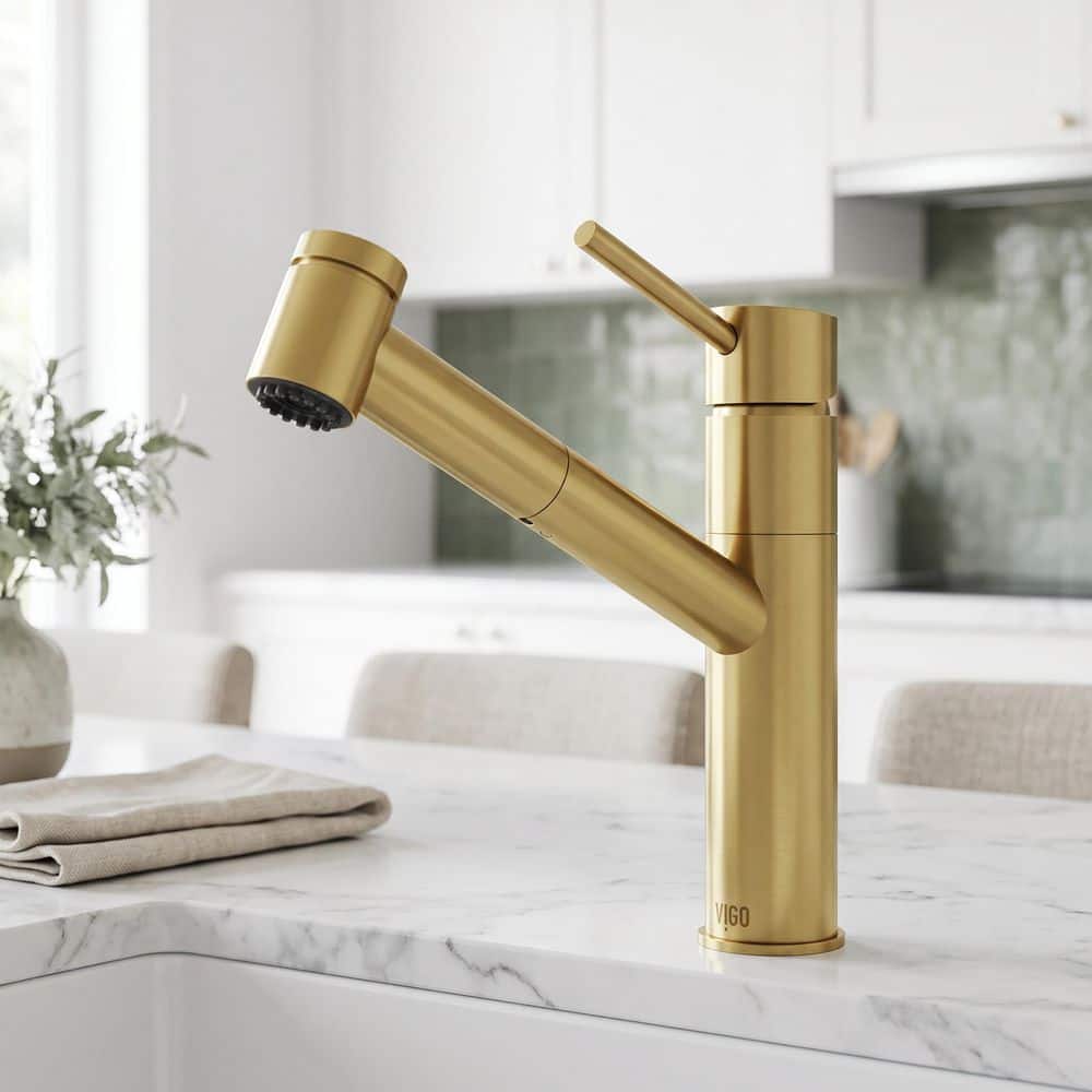 VIGO Branson 9 in. H Single Handle Pull-Out Sprayer Kitchen Faucet