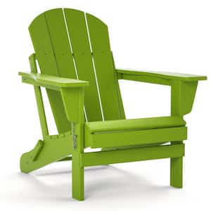 Lemon Green HDPE Outdoor Folding Adirondack Chair, All-Weather Proof