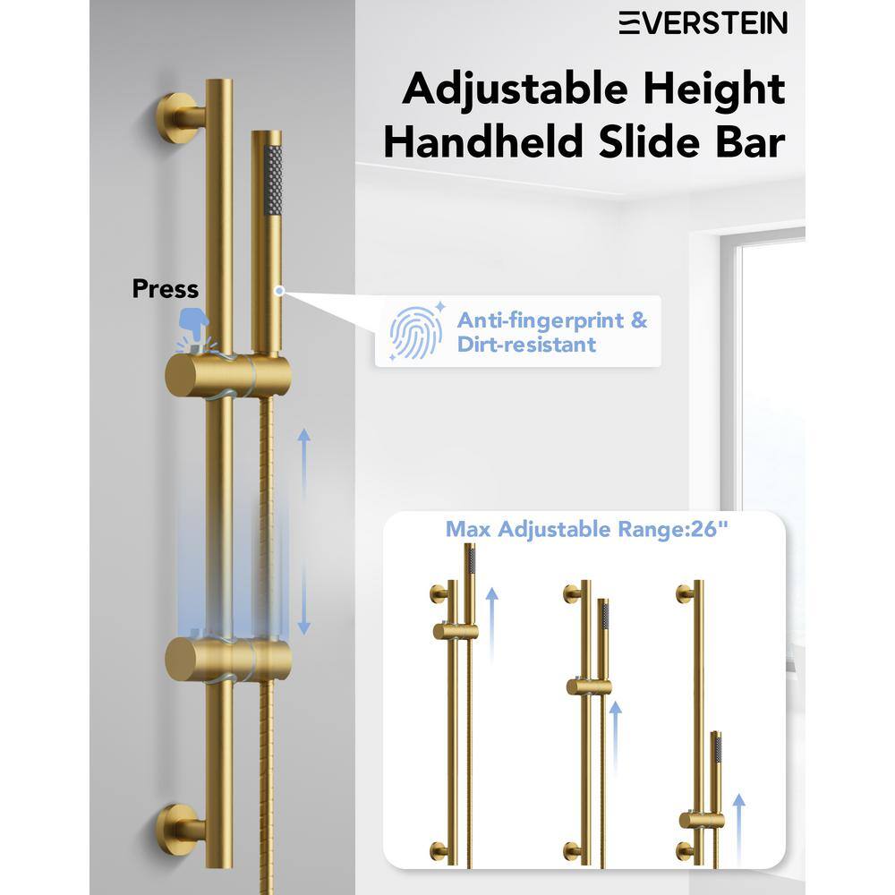 Brushed Gold Dual Head Stainless Steel Shower System with Handheld