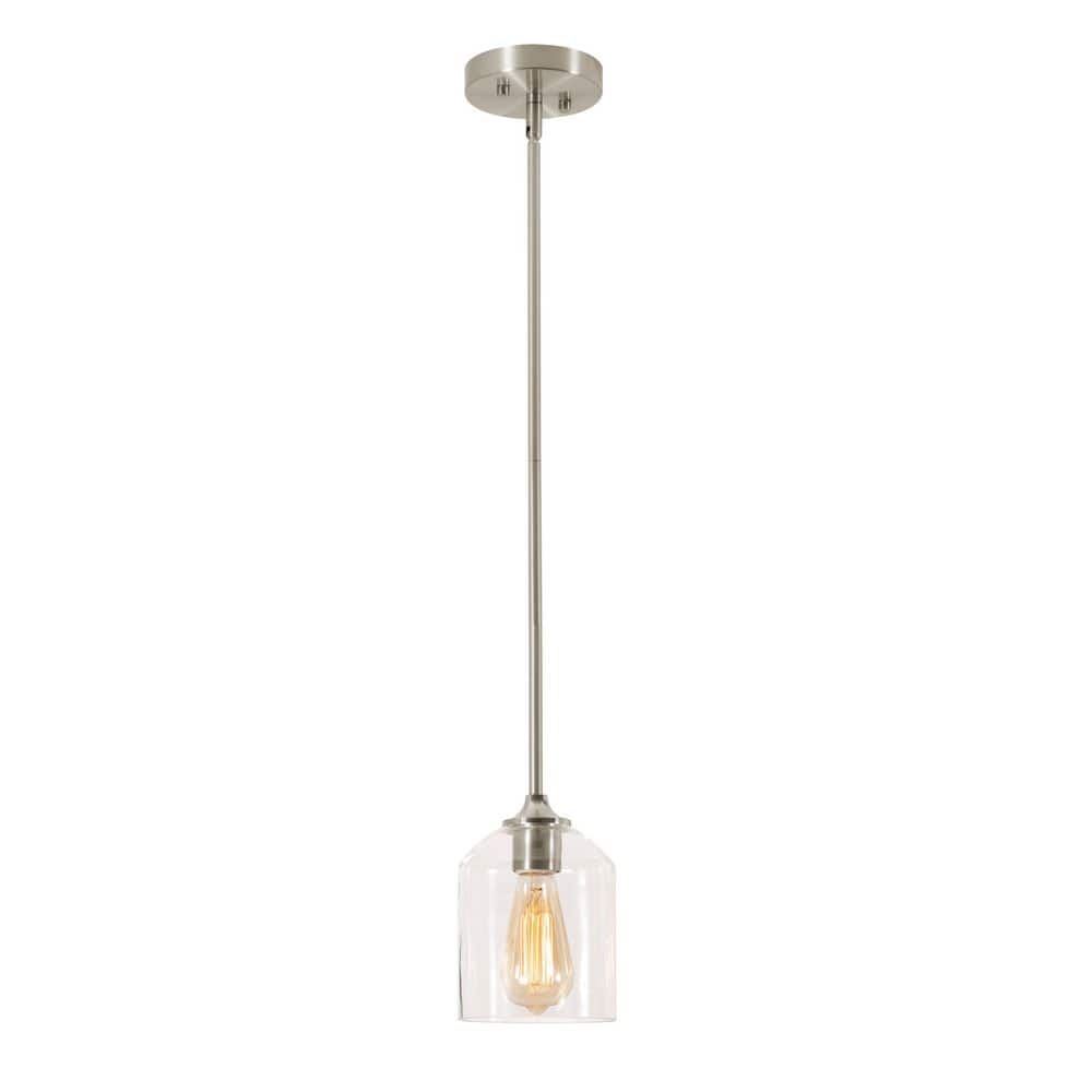 William 6" Satin Nickel Vintage Glass Pendant Light