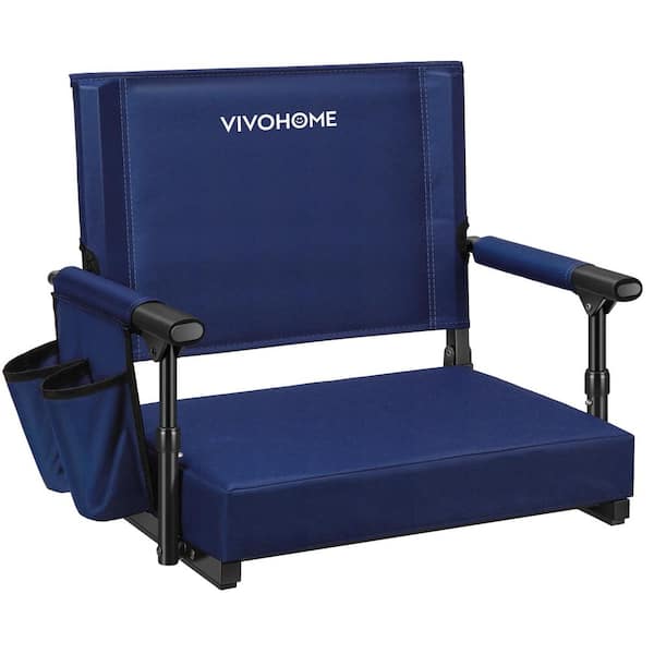 Portable Navy Blue Stadium Seat with Back Support and Cushion