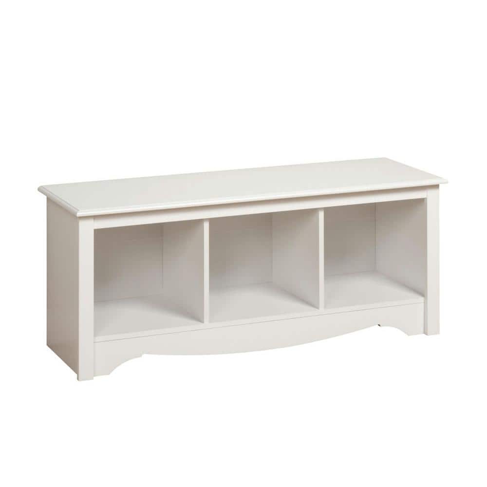 Monterey Chic White Laminated Cubby Storage Bench - 54in