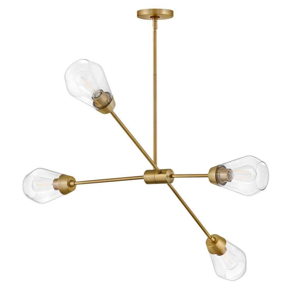 Livie Lacquered Brass 4-Light Sputnik Chandelier with Clear Glass