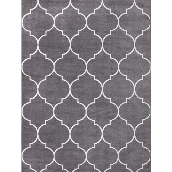 Concord Global Trading Jefferson Collection Morocco Trellis Gray 5 ft. x 7 ft. Area Rug