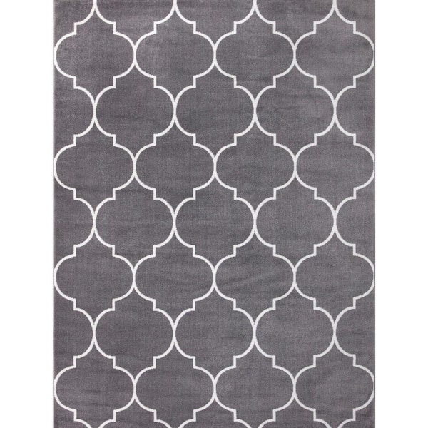 Concord Global Trading Jefferson Collection Morocco Trellis Gray 8 ft. x 10 ft. Area Rug
