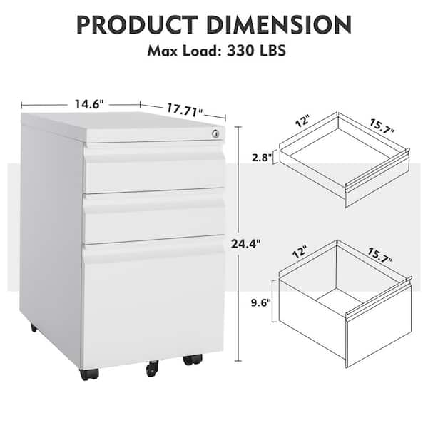 3 Drawer Lateral Cabinet Black Metal Cabinet Storage Filing Legal Letter  File Folders 15.7D x 35.4W x 40.5H