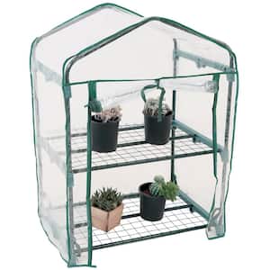 Sunnydaze 2 ft. 2.5 in. x 1 ft. 7 in. x 3 ft. 0.5 in. Portable 2-Tier Mini Greenhouse for Outdoors - Clear