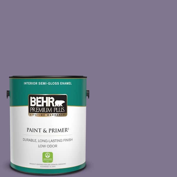 BEHR PREMIUM PLUS 1 gal. #650F-5 Purple Statice Semi-Gloss Enamel Low Odor Interior Paint & Primer