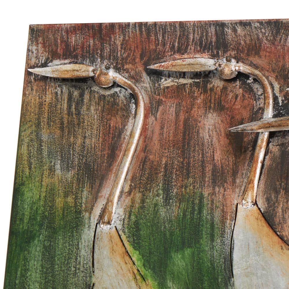 Large Brown Metal Bird Wall Sculpture