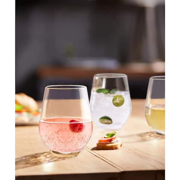 Wudkey Crystal Stemless Wine Glasses, 15oz Modern Angular Design, Sturdy  Base, Lead-Free Crystal, Barware & Drinkware(Set of 6) QC7G62_0 - The Home  Depot