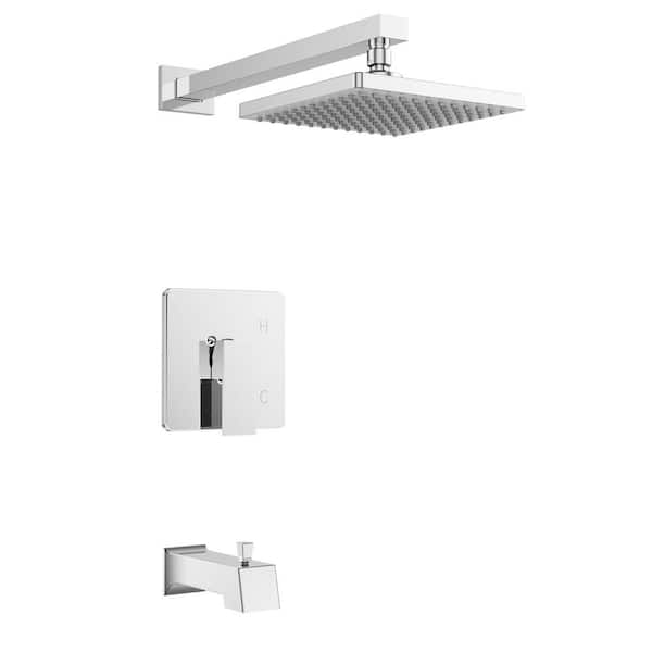 HOMLUX Single-Handle 1-Spray Square High Pressure Tub and Shower Faucet in Chrome (Valve Included)