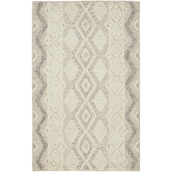 HomeRoots Gray and Ivory Geometric 12 ft. x 15 ft. Area Rug