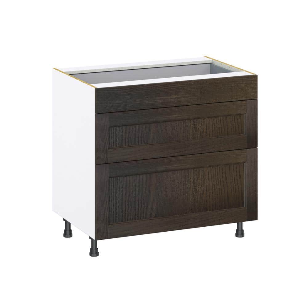 Georgetown 36 in. W x 24 in. D x 34.5 in. H Assembled Drawer Base Kitchen Cabinet in Chestnut with 3-Drawers price history on PriceWatchPro