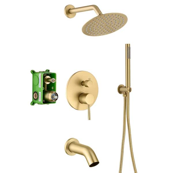 SUMERAIN 1-Handle 1-Spray Tub and Shower Faucet 1.8 GPM in Brushed Gold (Valve Included)